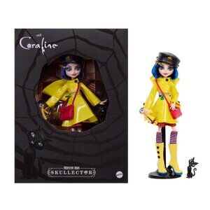 Monster High Skullector Coraline Collectible Doll in Yellow Raincoat with Cat